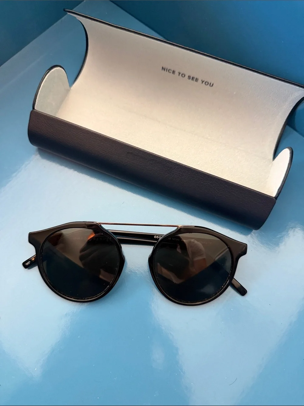 WaMen's Black Round Sunglasses with Double Bridge - Brand: